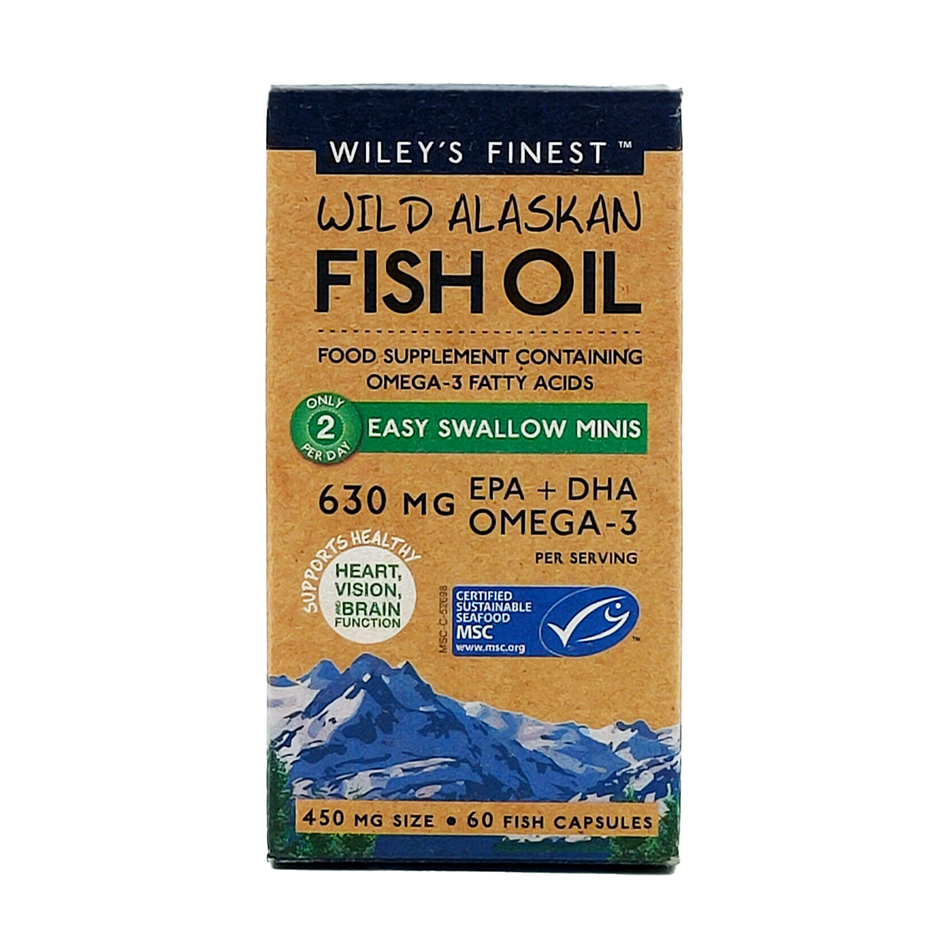 Wiley’s Finest: Wild Alaskan Fish Oil 630mg (Easy Swallow Minis), 60 Softgels