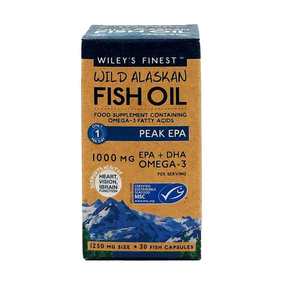 Wiley’s Finest: Wild Alaskan Fish Oil 1000mg, Peak EPA, 30 Softgels
