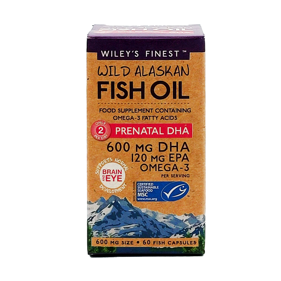 Wiley’s Finest: Wild Alaskan Fish Oil 600mg (Prenatal DHA), 60 Softgels